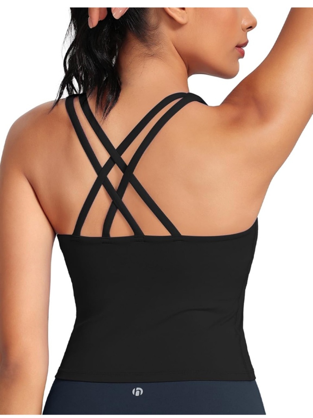 Black Crisscross Strappy Tank Top crop sports bra Size M NWOT